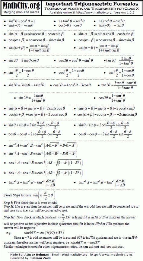 Trigonometry Formulas For Class Pdf Download SexiezPicz Web Porn