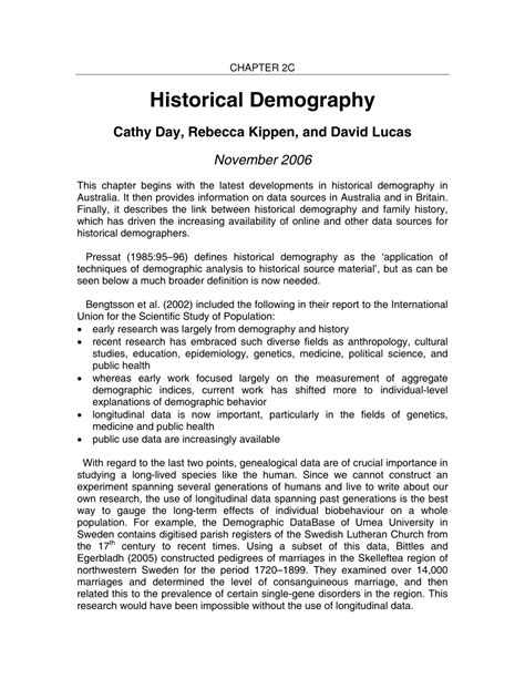 Pdf Historical Demography
