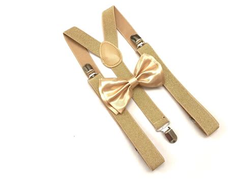 champagne gold bow tie and matching suspender tuxedo wedding etsy