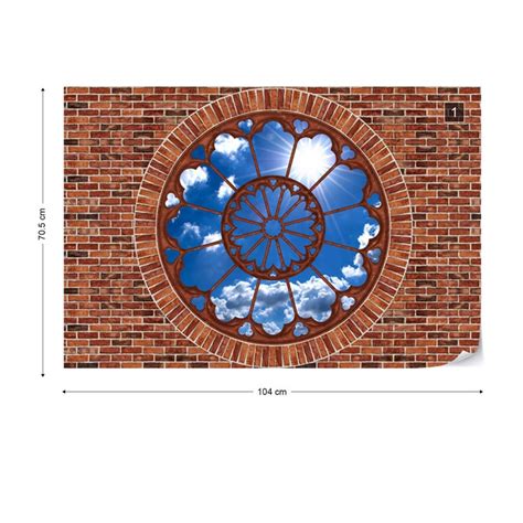 Sky Ornamental Window View Brick Wall Poster Mural Papier Peint