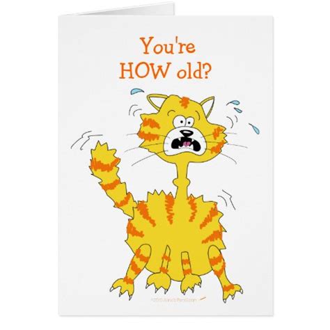 scared cartoon cat funny happy birthday template card zazzle