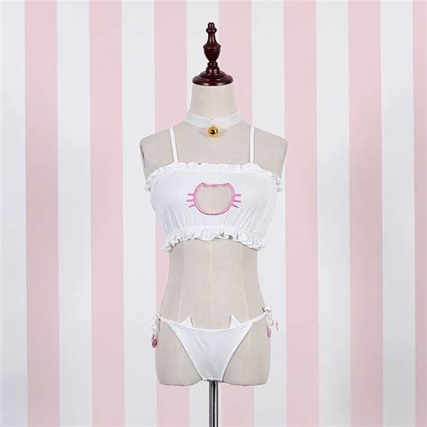 Ohcos Sexy Kawaii Kitty Cat Embroidery Meow Star Keyhole Hollow Bra And Underwear Love Live