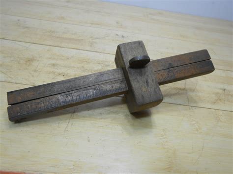 Rare Unusual Split Antique Brass And Wood Marking Scribe Pat Oct 22 1872