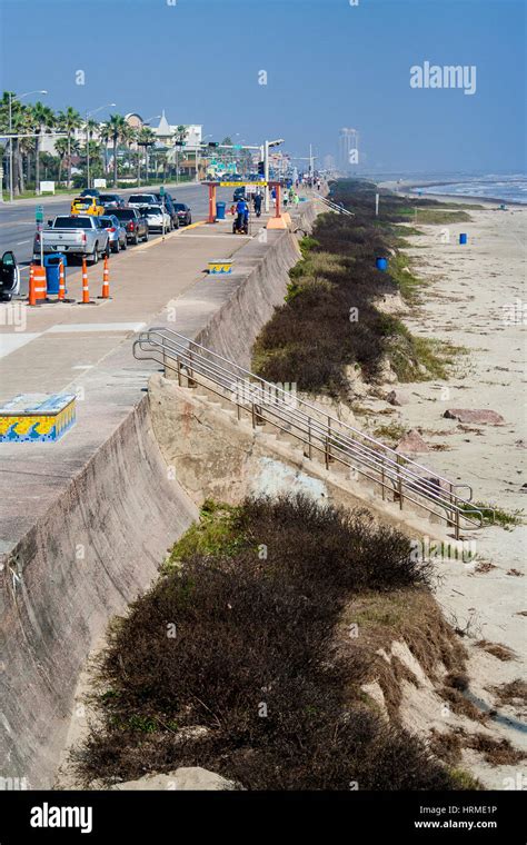 A Long View Of The Galveston Seawall Built To Protect Against Surges