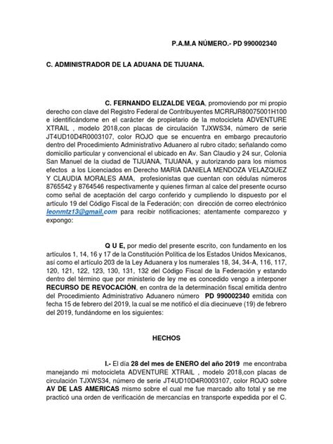 Ejemplo De Recurso De Revocacion Conceptos Legales Virtud