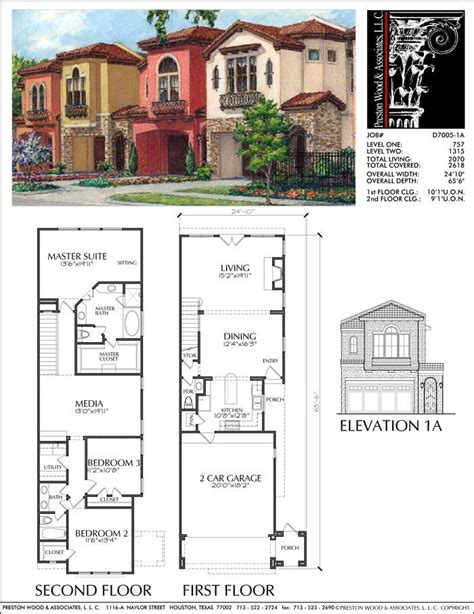 Townhome Plan D7005 1A | Town house floor plan, Narrow ...