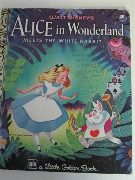 Vintage Disney Little Golden Book Alice In Wonderland Meets The White