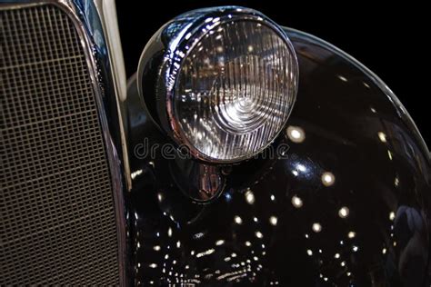 Reflection Of Spot Lights O A Classic Car Hood Stock Photo Image Of