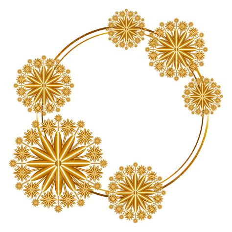 Goldener Kreisrahmen Mit Transparentem Hintergrund Der Blumen Golden