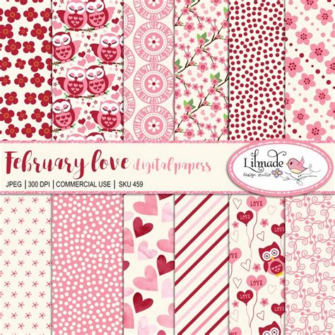 Valentines Day Digital Paper For Commercial Use Etsy Vintage