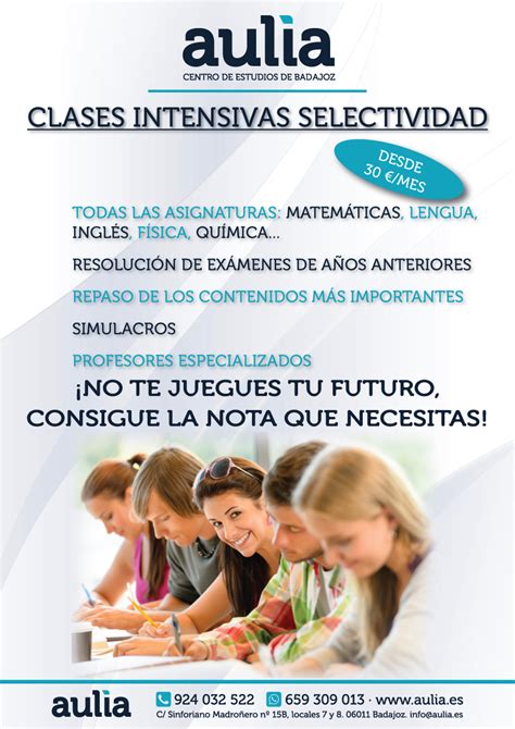 Selectividad Pau 2016 Centro De Estudios Aulia De Badajoz