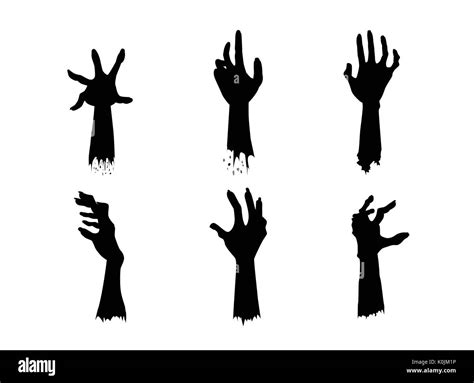 silhouettes of zombie hands in different action set stock vector art and illustration vector