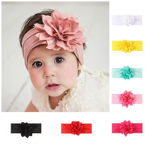 Lovely Baby Headband Turban Flower Newborn Baby Girl Headbands Elastic