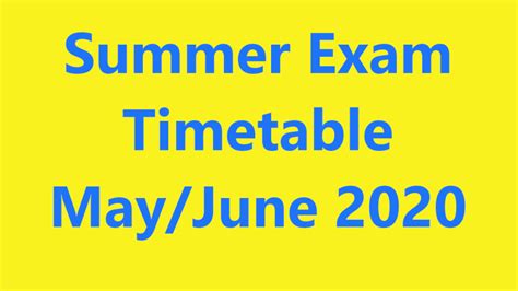 Jo Richardson Community School Summer Exam Timetable 2020