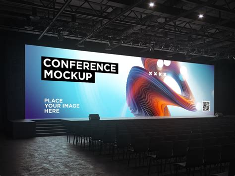 Conference Hall Screen Mockup On Yellow Images Creative Store