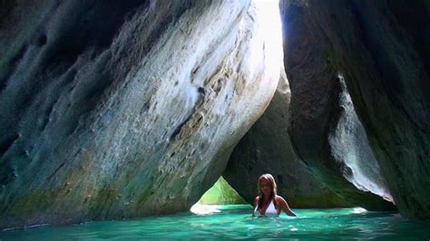 It forms two rectangles joined by a spit, or point, of land. Virgin Islands - Virgin Gorda the Baths on Vimeo