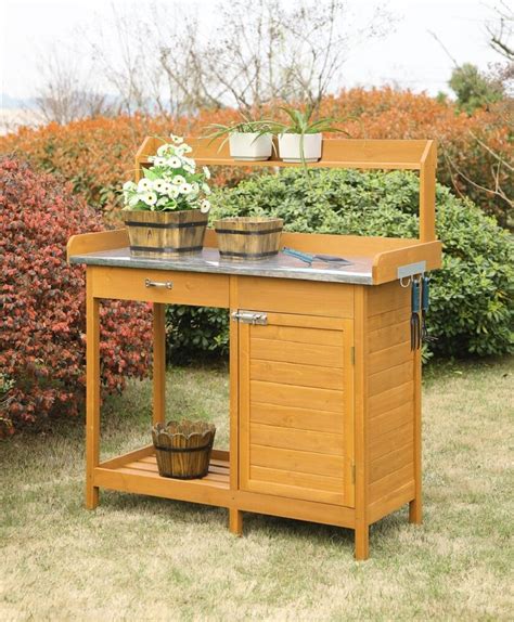 Garden Potting Bench Table Patio Outdoor Planting Cabinet