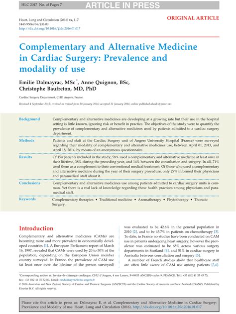 Some complementary and alternative medicine practitioners believe that there is invisible energy flowing through the body, and when this flowing energy or imbalance occurs, a person becomes sick, and different forms of this energy are called different names, such as chi, prana, and life force. (PDF) Complementary and Alternative Medicine in Cardiac ...