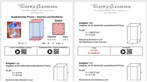 Dies funktioniert mit jeder form, die du dir ausdenken kannst: Quadratisches Prisma - Volumen und Oberfläche - Flipped ...