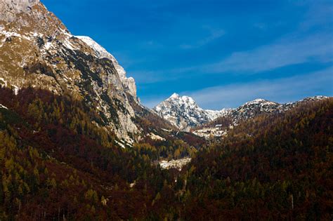 Vrsic Pass In Autumn Julian Alps Triglav National Park Slovenia Stock