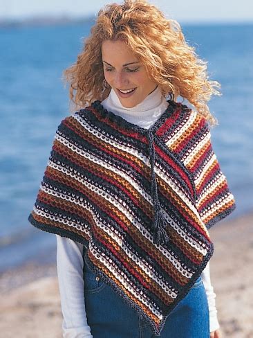 Top 10 free knitting pattern for shawls. Knitting Patterns Galore - Easy Rustic Stripes Poncho