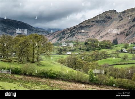 Beautiful old village landscape nestled amongst hills in Lake District