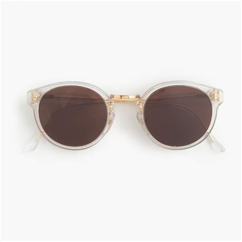 J Crew Super Retro Sunglasses With Clear Frame In Brown Lyst