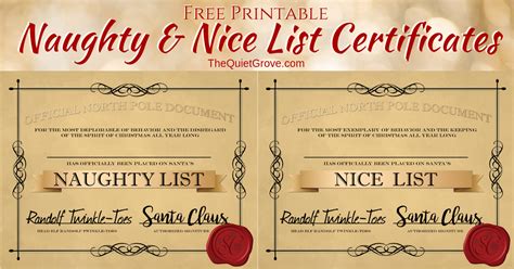 However, please do not edit or redistribute the files in any way. Free Printable Naughty and Nice List Certificates ⋆ The ...