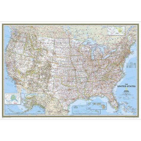 United States Ngs Classic Wall Map Paper Stanfords Map