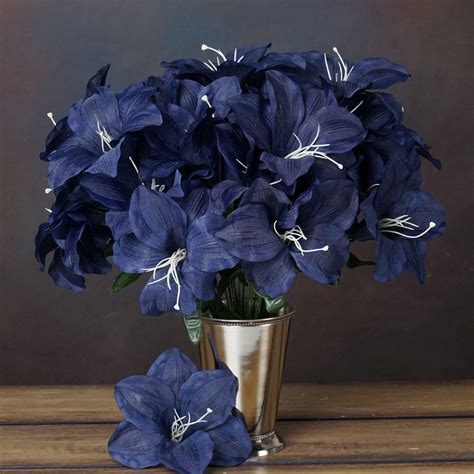 60 Artificial Navy Blue Eastern Lily Wedding Flower Vase Centerpiece