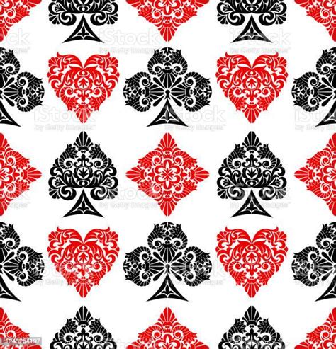 Playing Card Suit Symbols Seamless Pattern Background Stock