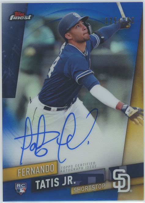 2019 Finest Autographs Blue Refractors Fa Ftj Fernando Tatis Jr