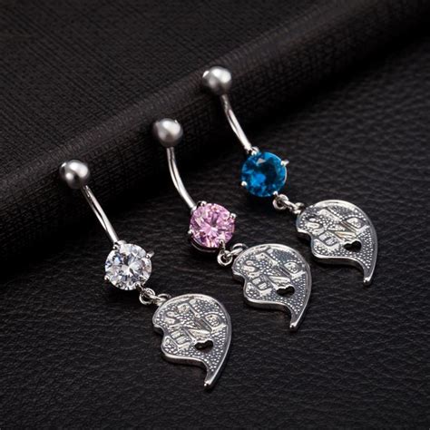 Hot Navel Ring 316l Surgical Steel Piercing Belly Button Rings Crystal Rhinestone Letter Stend