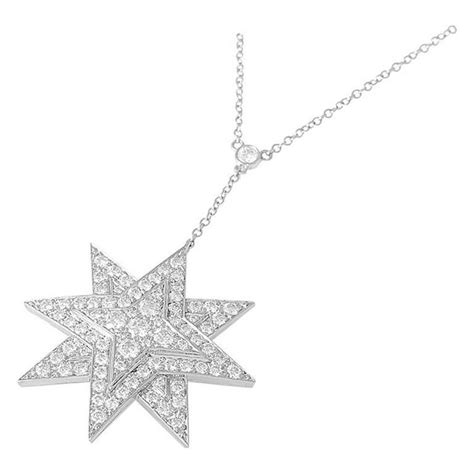 Tiffany And Co Diamond Platinum Eight Point Star Pendant Necklace At