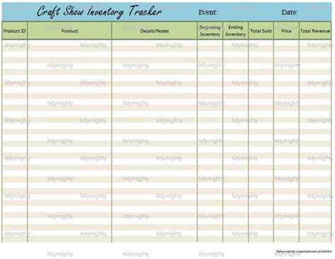 Craft Show Sales / Inventory Tracker Printable PDF INSTANT