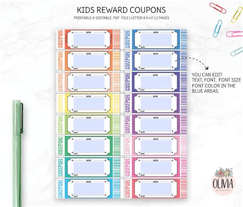 Editable Reward Coupons Printable Reward Tickets For Boys Etsy