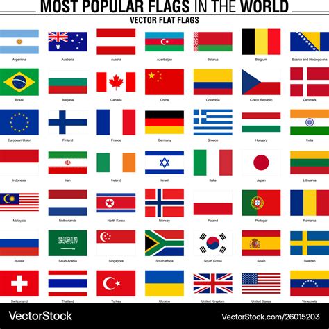 Collection Flags Most Popular World Flags Vector Image
