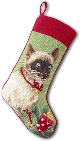 Siamese Cat Hand-Stitched Needlepoint Christmas Stocking