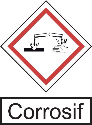 Ce pictogramme de signalètique classe de danger informe d'un danger important produits corrosif. Panneau picto Corrosif - PVC - A4
