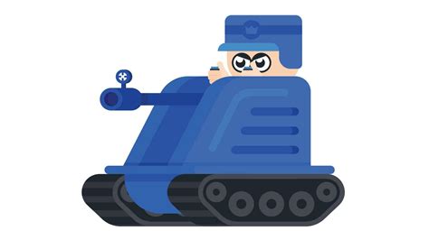 Cartoon Soldier Driving A Tank Blue Soldier In A Tank Ready For Attack