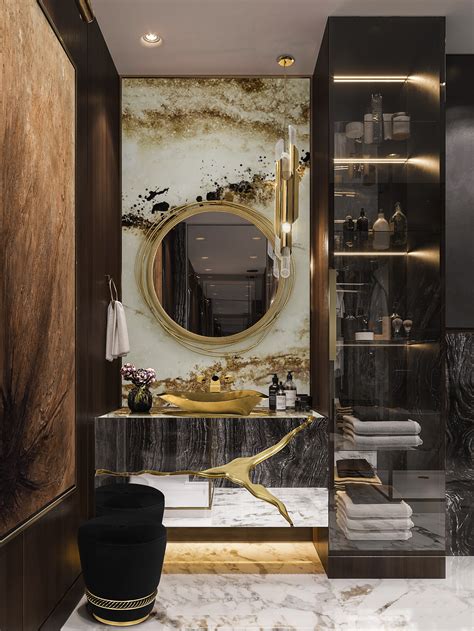 Dark Luxury Bathroom With Golden Accents Homes Society