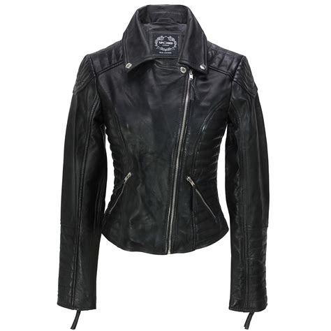 Ladies 100 Genuine Real Leather Biker Jacket Soft Slim Fit Vintage