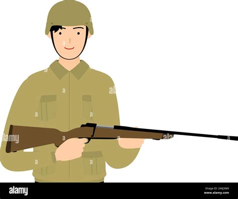 Male Soldier Pose Standing Guard With A Rifle Stock Vector Image And Art