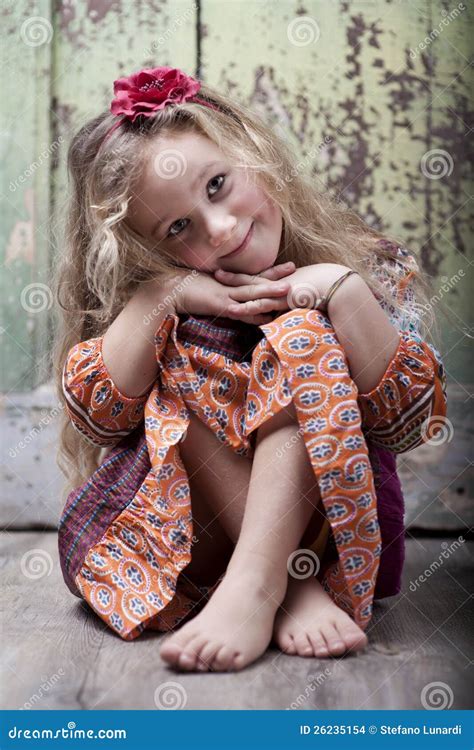 Cute Little Girl Stock Photo Image Of Color Blond Wooden 26235154