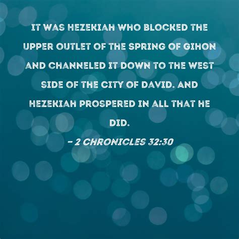 Chronicles It Was Hezekiah Who Blocked The Upper Outlet Of The