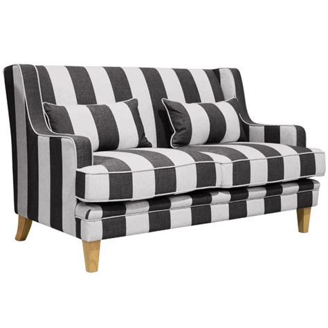 Black And White Bronte Striped 2 Seater Sofa Temple And Webster
