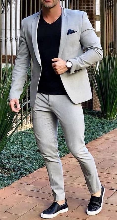 Grey Smart Casual Street Men Suit For Wedding Suit Men Blazer Coat