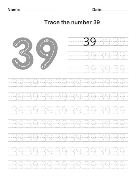 Premium Vector Trace The Number 39