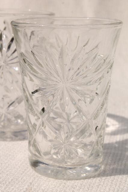 Vintage Early American Prescut Star Pattern Glass Tumblers Set Pres Cut Anchor Hocking
