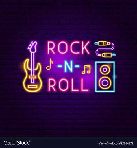 Rock N Roll Neon Sign Royalty Free Vector Image